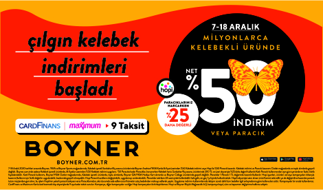 Milyonlarca Kelebekli Üründe %50 İndirim!